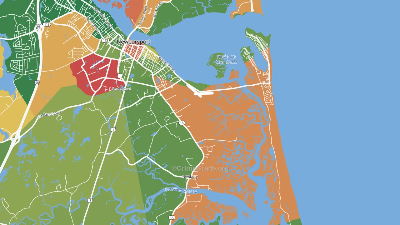 Newbury, MA Map of Burglary Rates