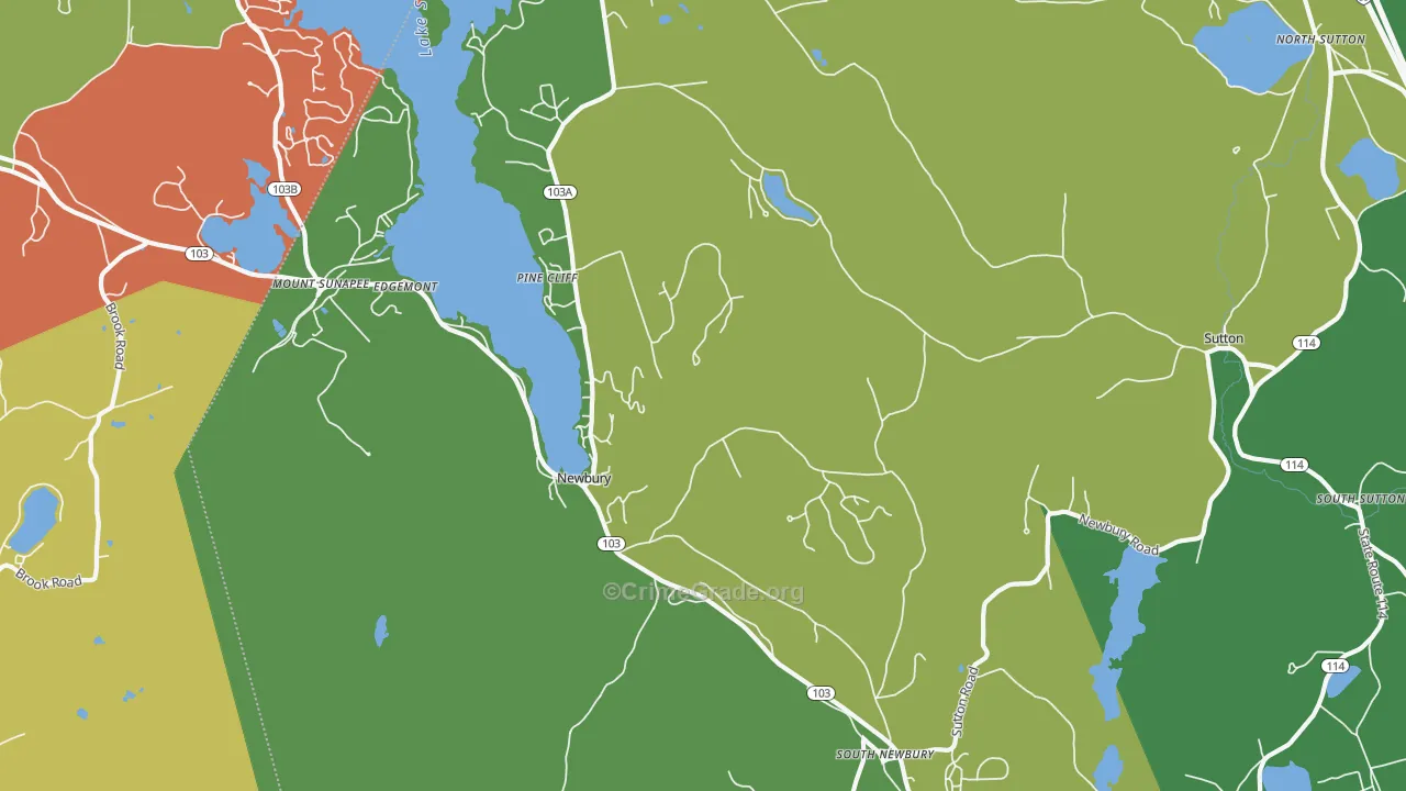 Newbury, NH Map of Burglary Rates