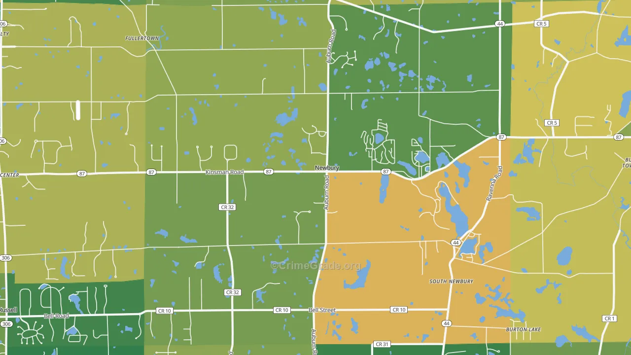 Newbury, OH Map of Burglary Rates