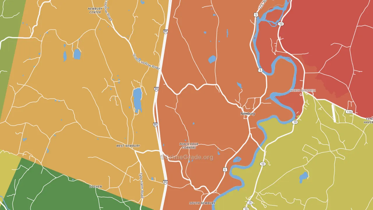 Newbury, VT Map of Burglary Rates