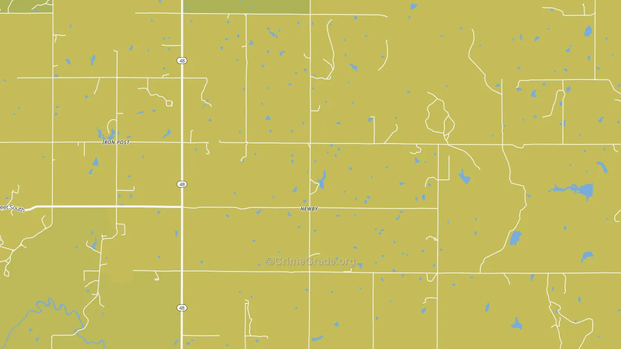 Newby, OK Map of Burglary Rates