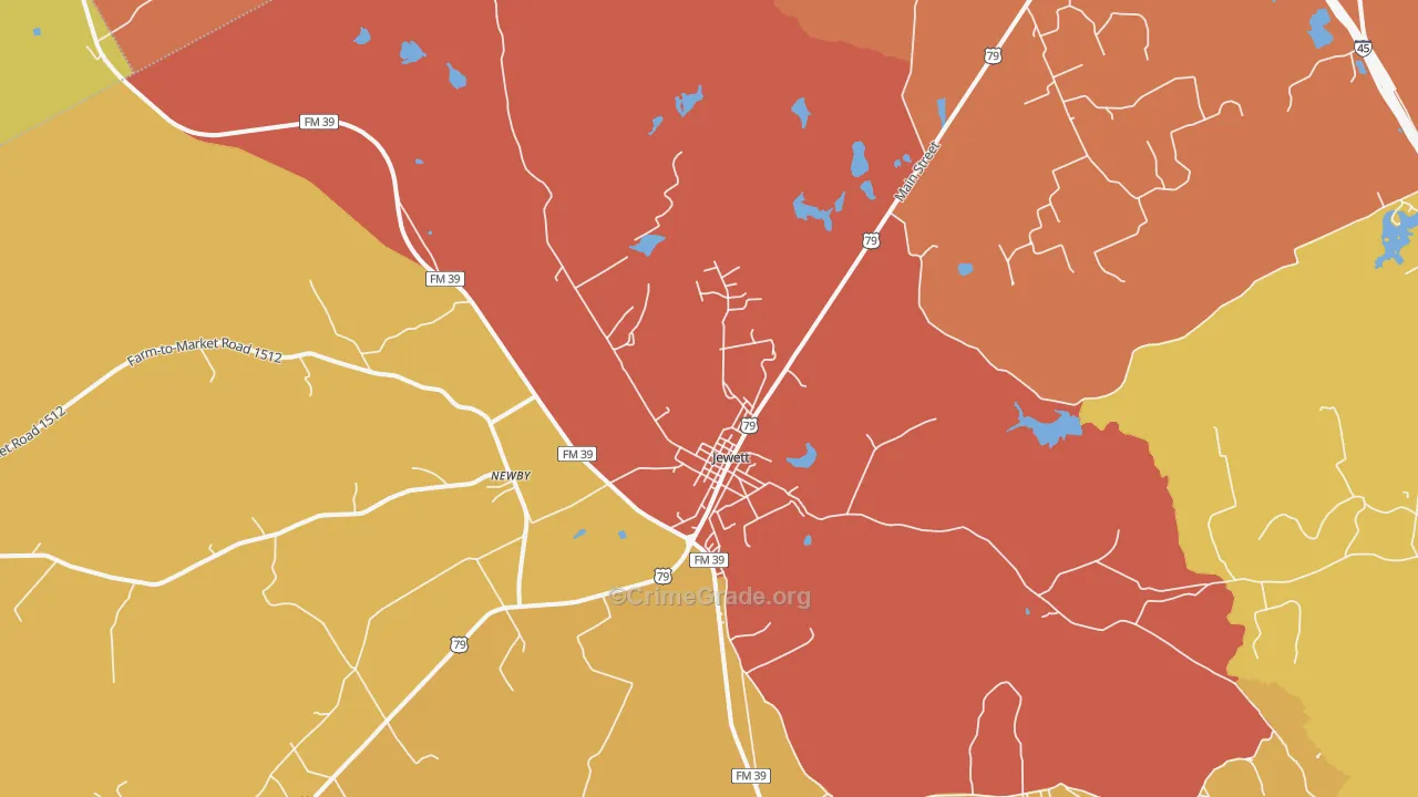 Newby, TX Map of Burglary Rates