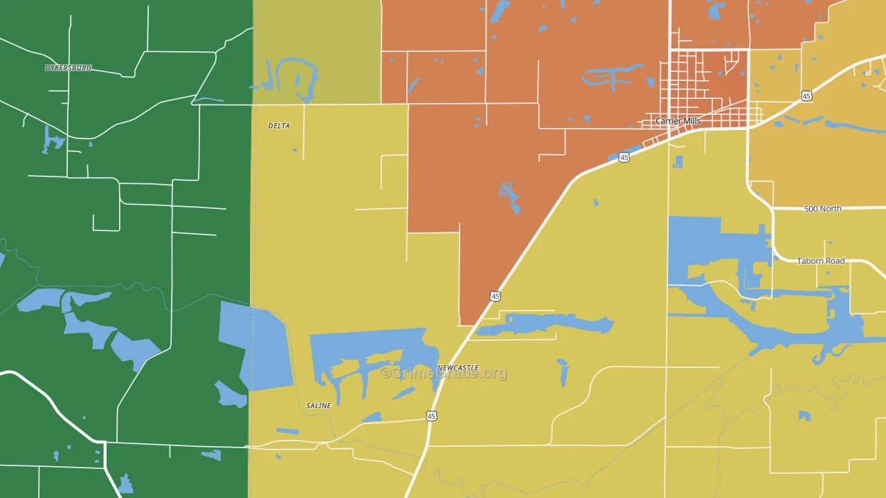 Newcastle, IL Map of Burglary Rates
