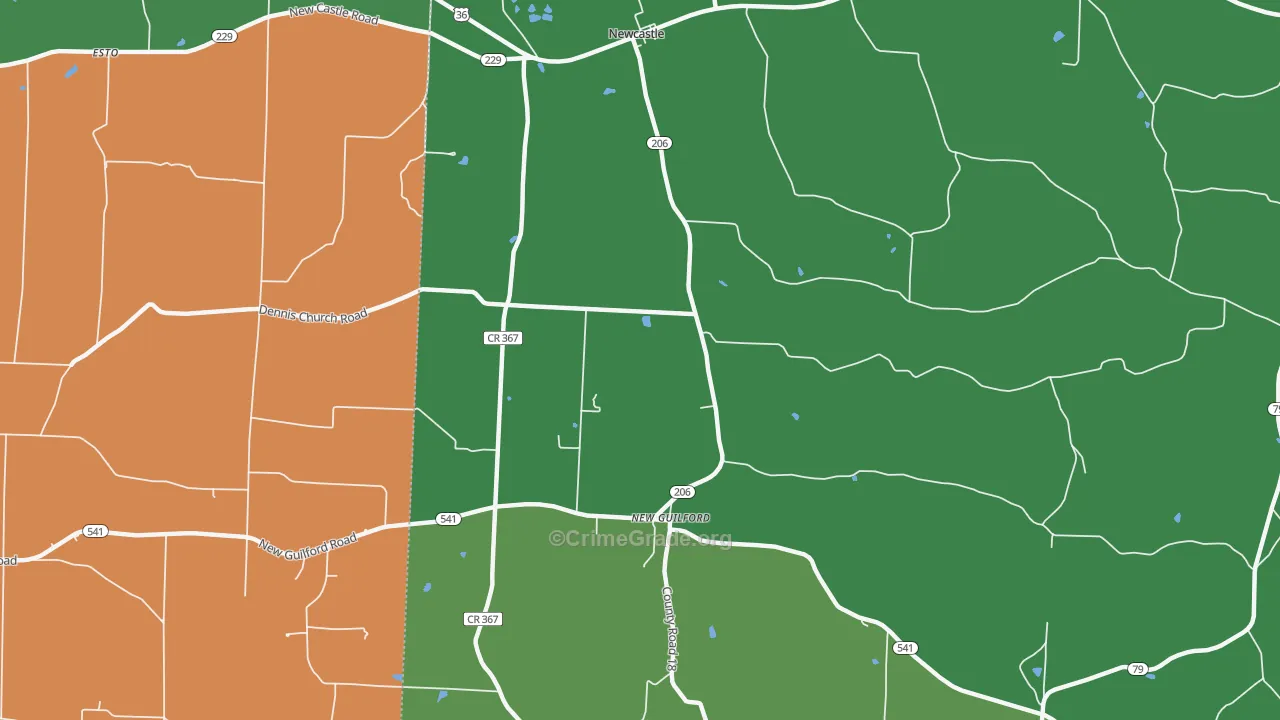 Newcastle, OH Map of Burglary Rates