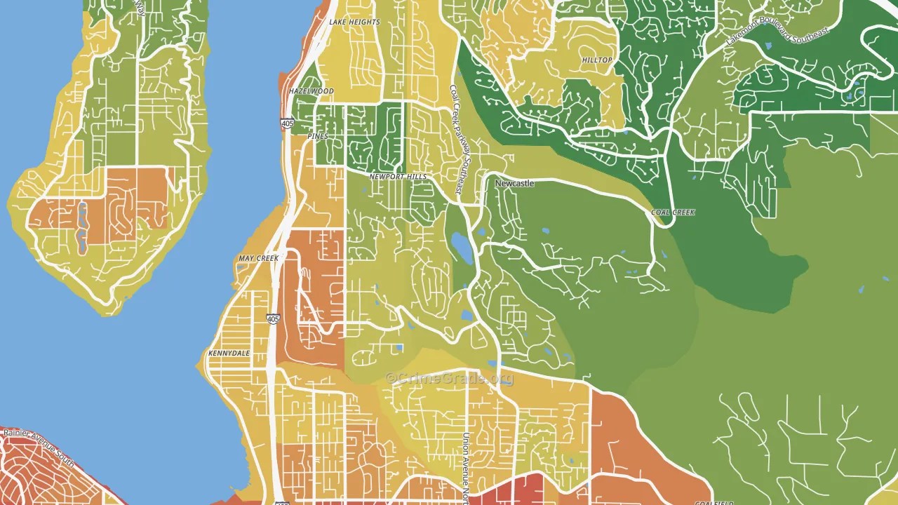 Newcastle, WA Map of Burglary Rates