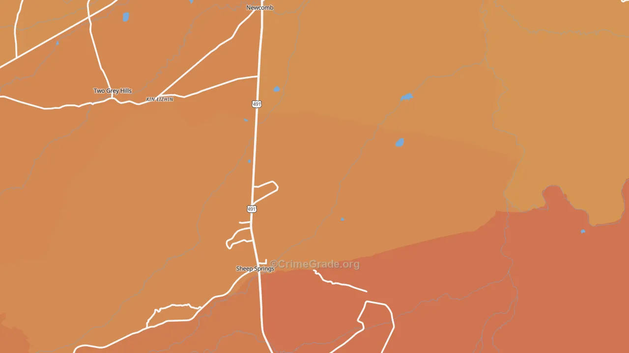 Newcomb, NM Map of Burglary Rates
