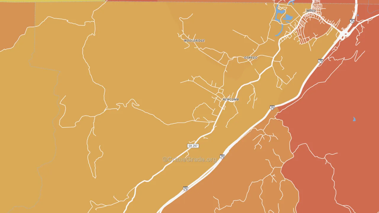 Newcomb, TN Map of Burglary Rates