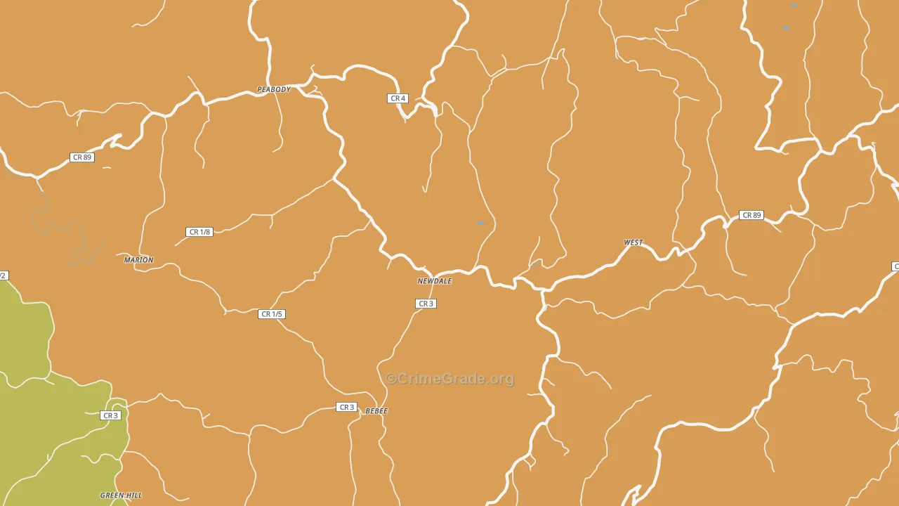 Newdale, WV Map of Burglary Rates