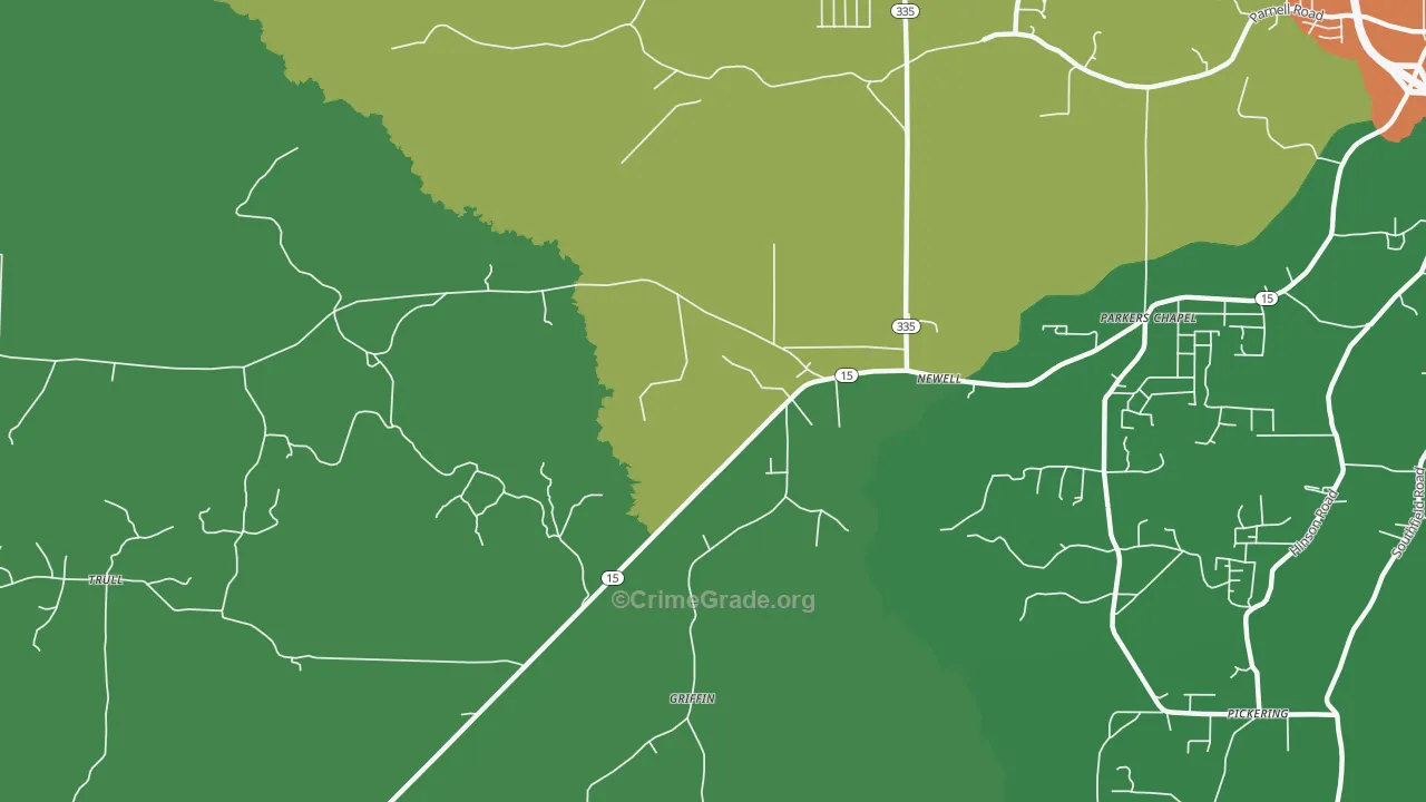 Newell, AR Map of Burglary Rates