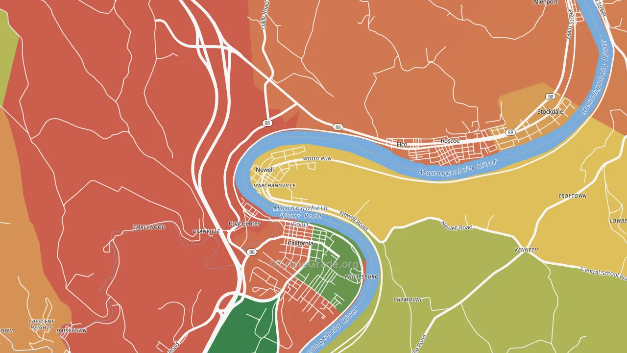 Newell, PA Map of Burglary Rates