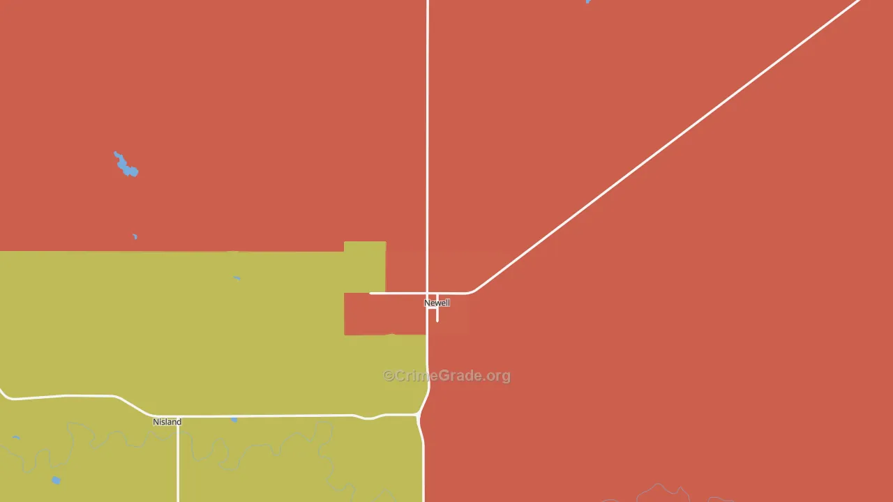 Newell, SD Map of Burglary Rates
