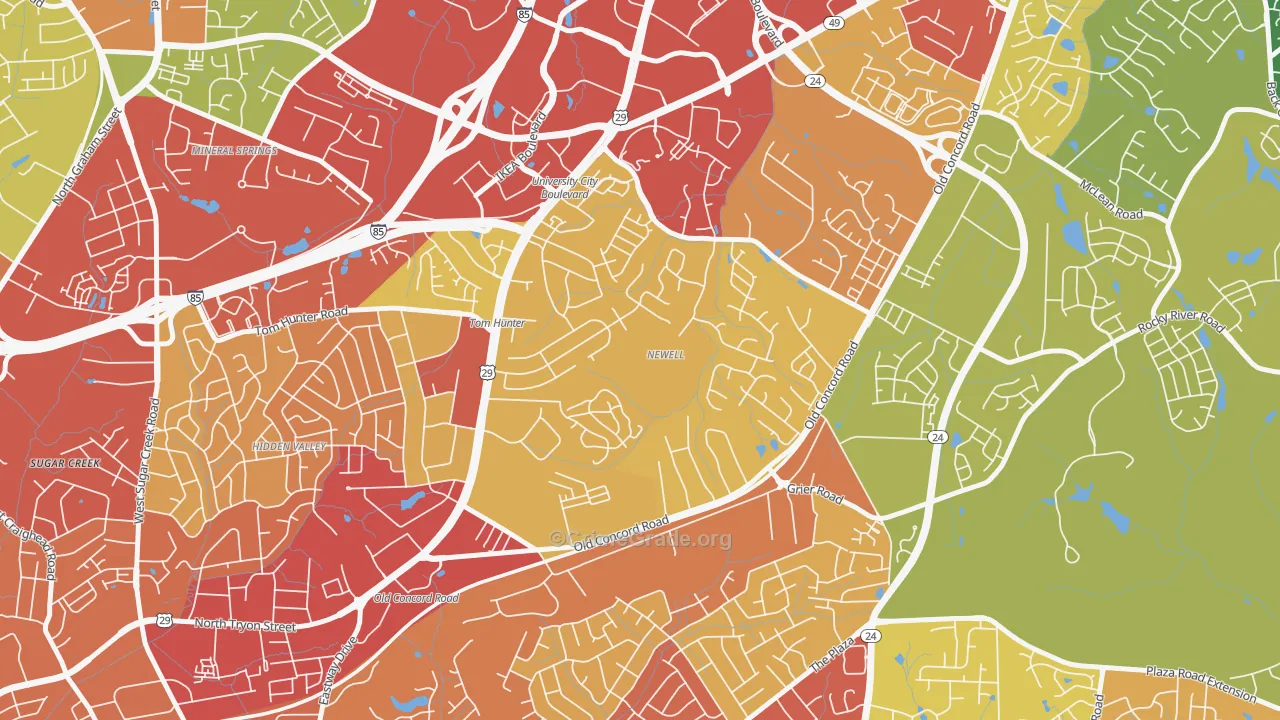 Newell South, Charlotte, NC Map of Burglary Rates