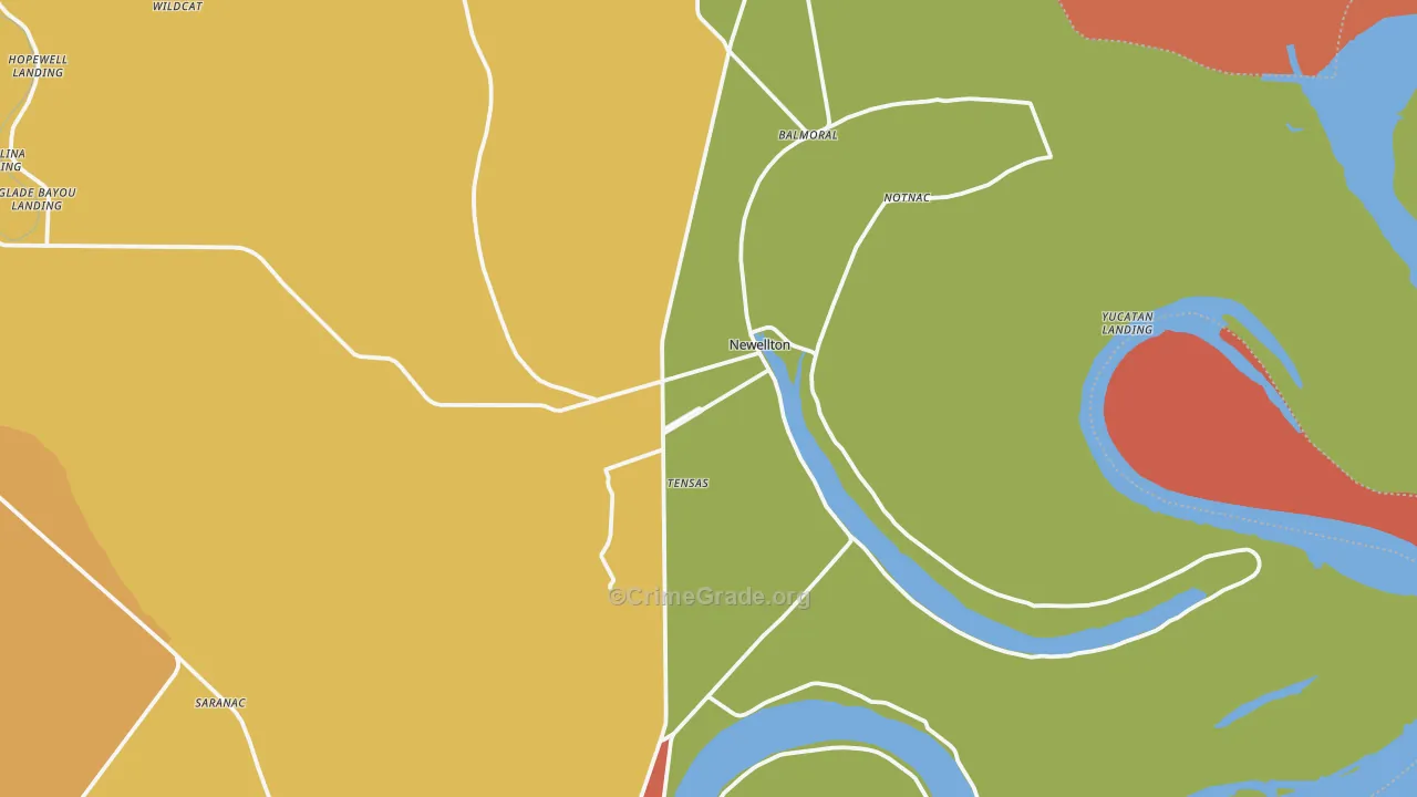 Newellton, LA Map of Burglary Rates