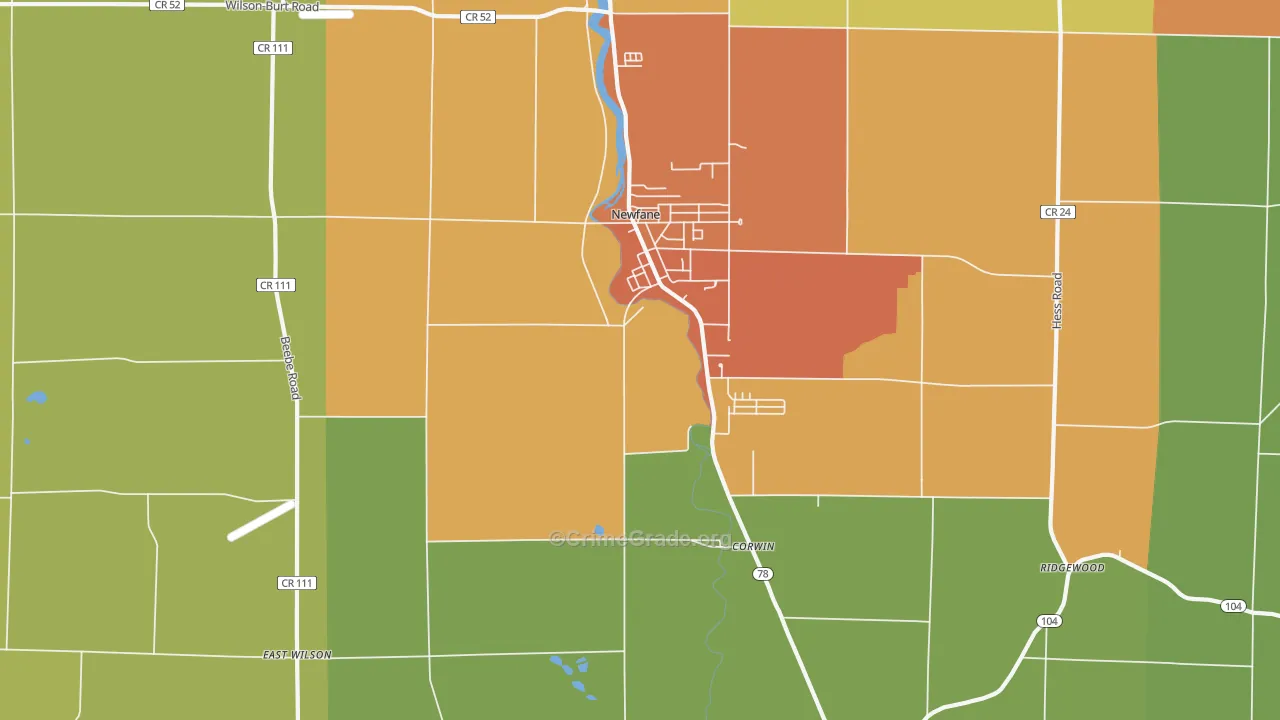 Newfane, NY Map of Burglary Rates