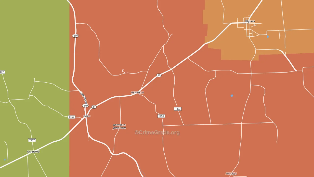 Newfield, PA Map of Burglary Rates