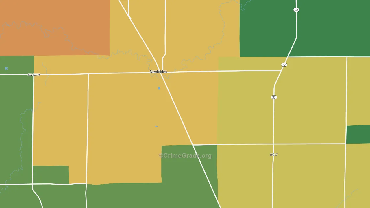 Newfolden, MN Map of Burglary Rates