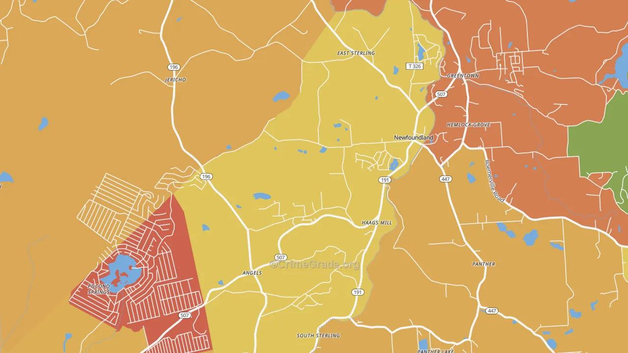 Newfoundland, PA Map of Burglary Rates