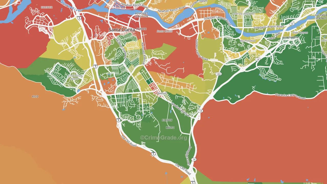 Newhall, CA Map of Burglary Rates