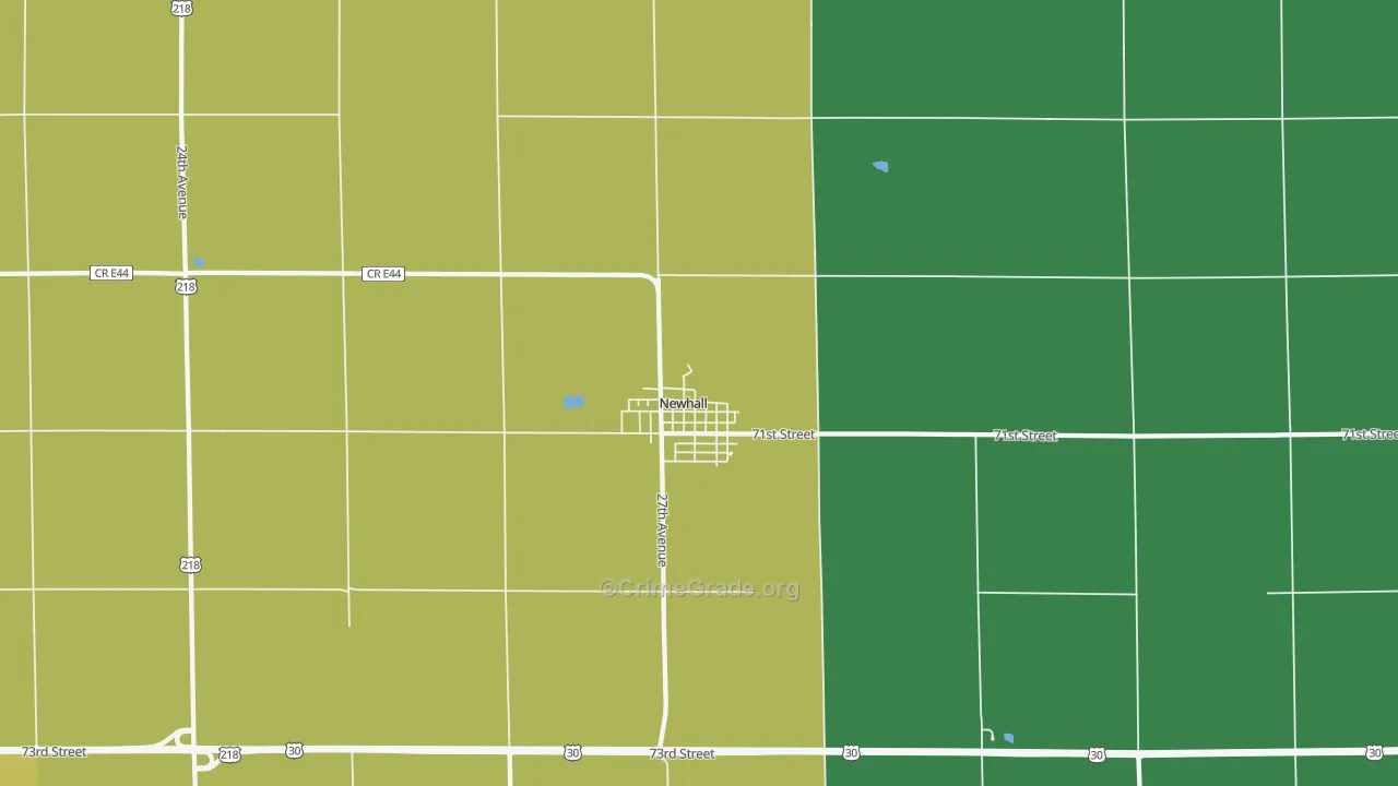 Newhall, IA Map of Burglary Rates