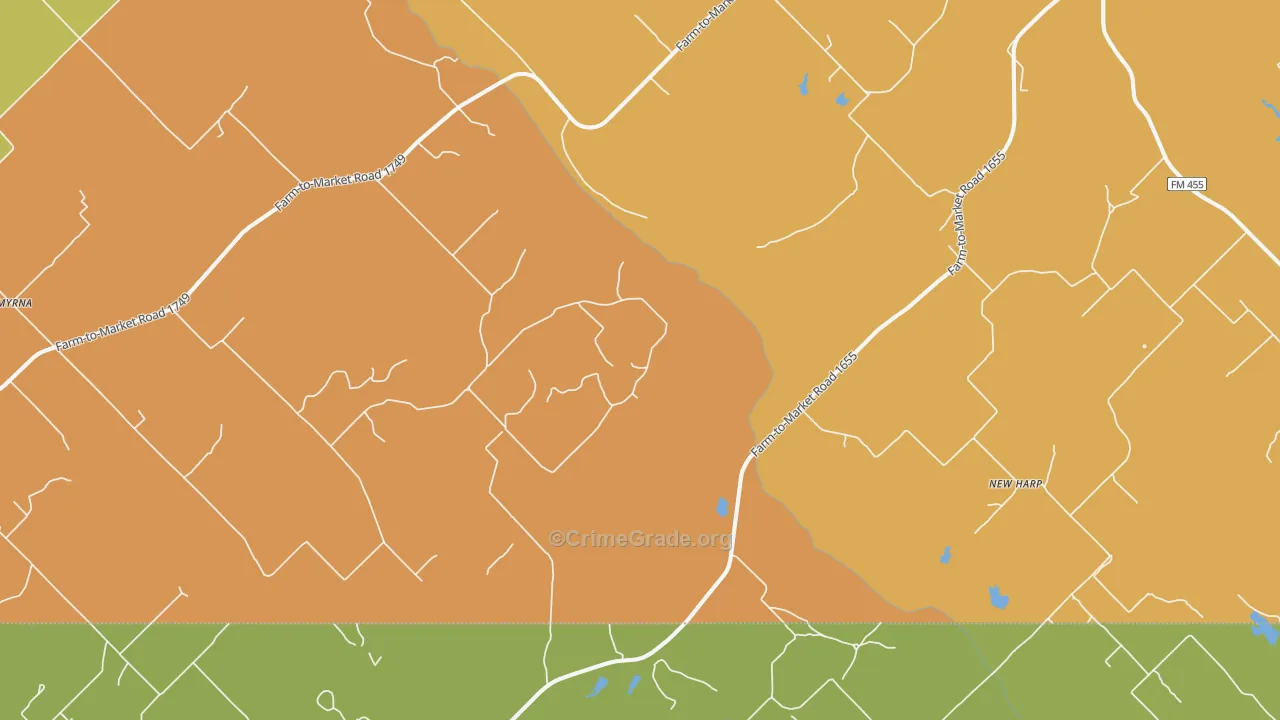 Newharp, TX Map of Burglary Rates