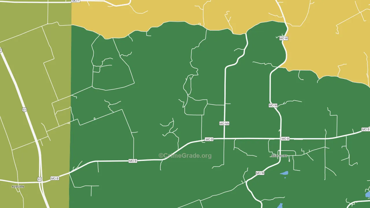 Newhope, MO Map of Burglary Rates