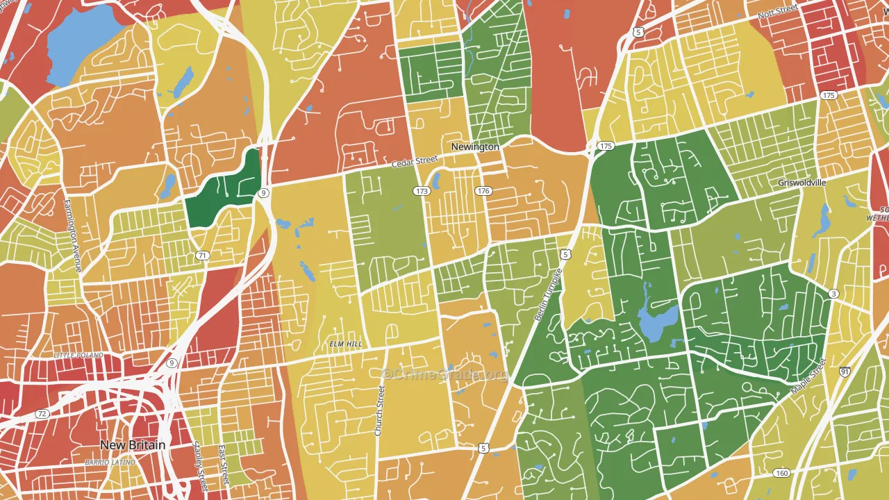 Newington, CT Map of Burglary Rates