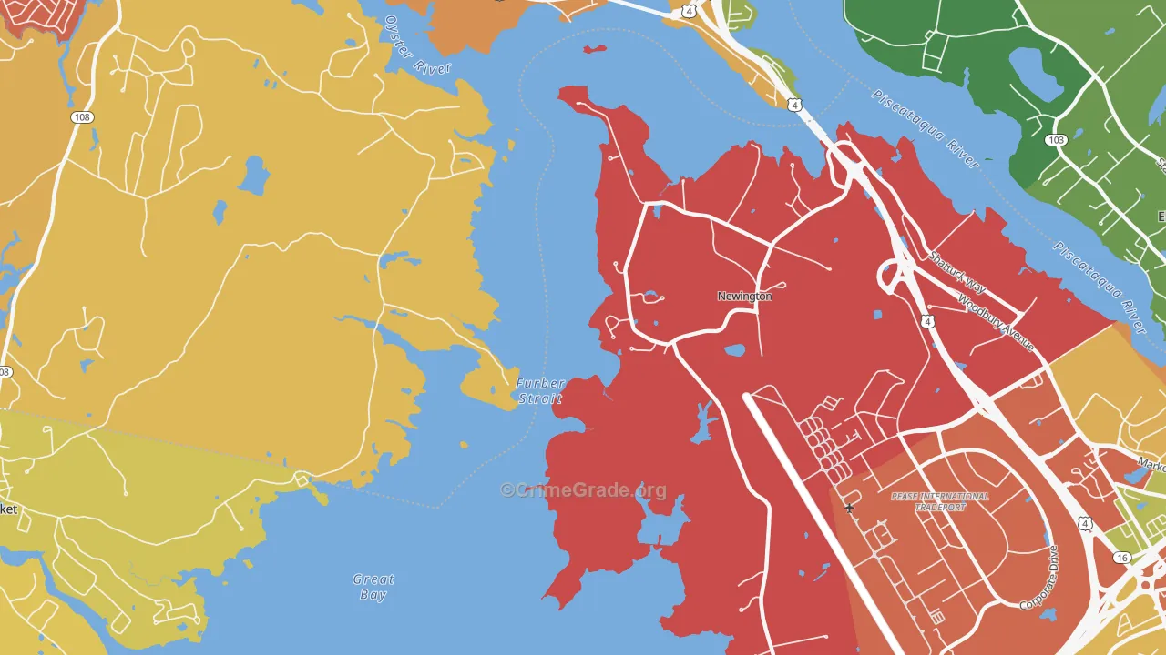 Newington, NH Map of Burglary Rates