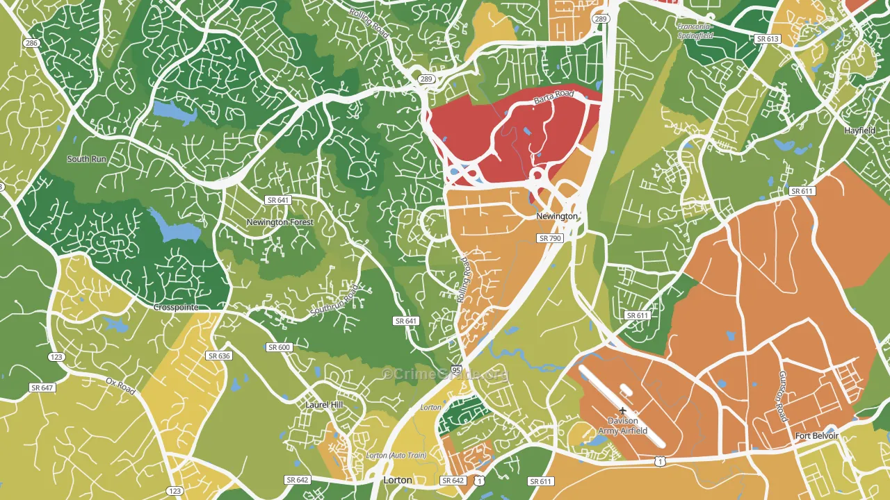 Newington, VA Map of Burglary Rates