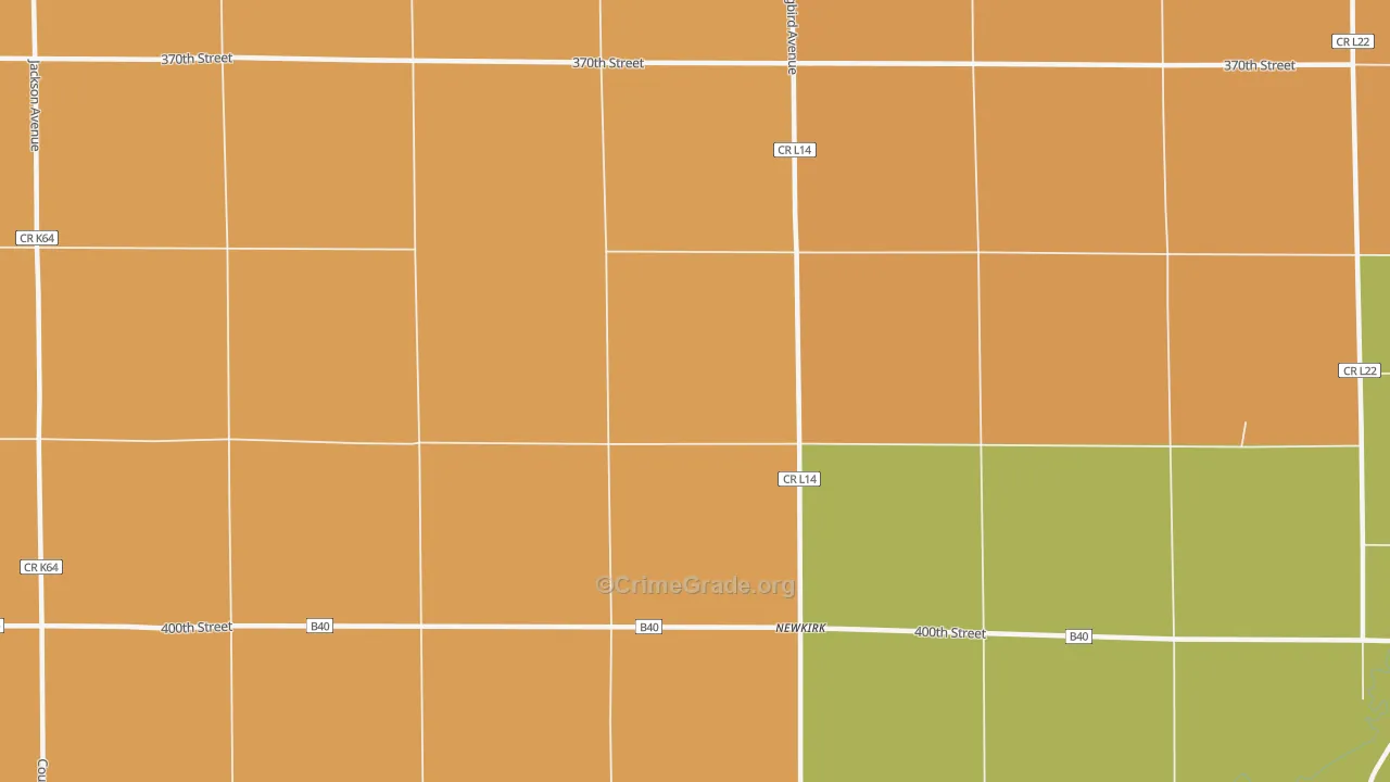 Newkirk, IA Map of Burglary Rates