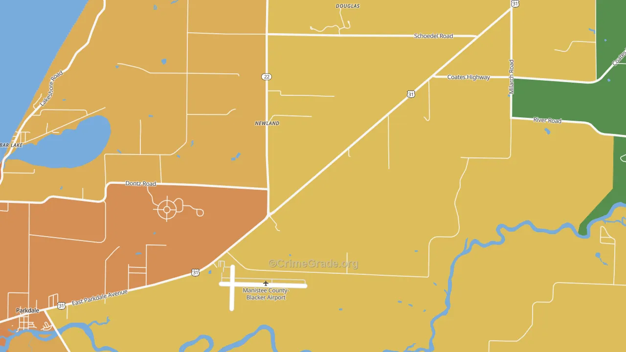 Newland, MI Map of Burglary Rates