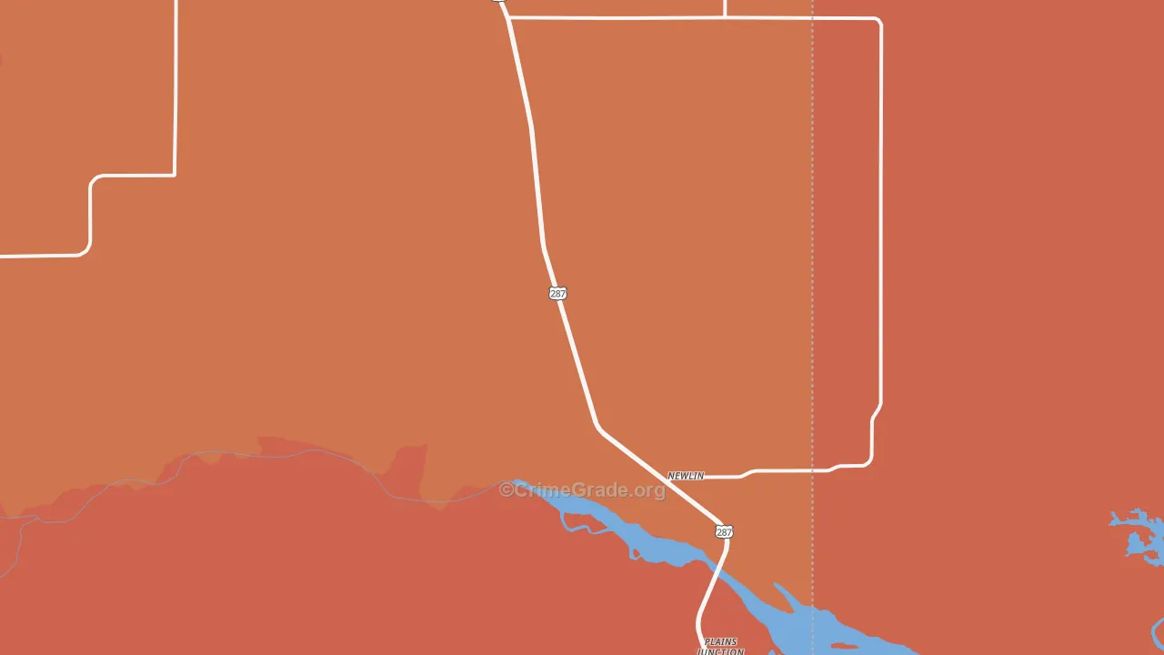 Newlin, TX Map of Burglary Rates
