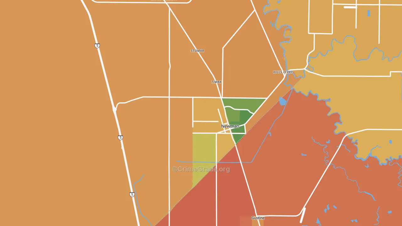 Newman, CA Map of Burglary Rates