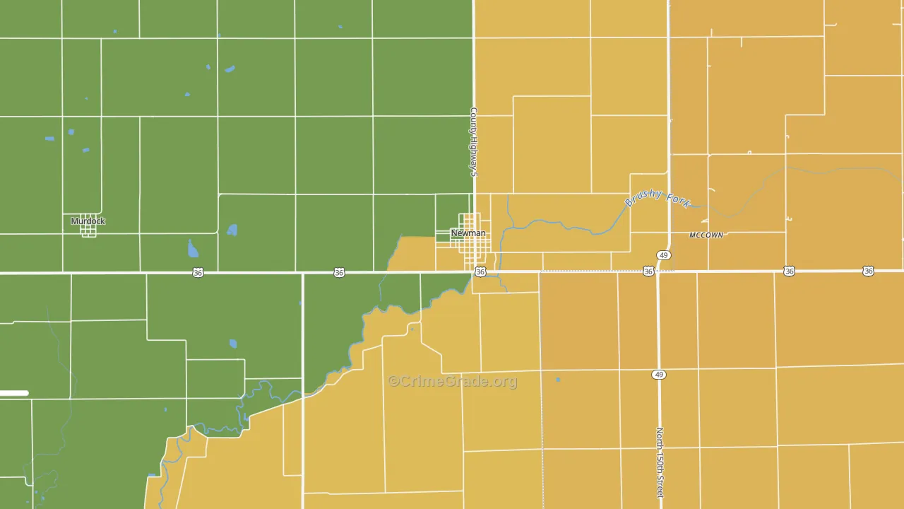 Newman, IL Map of Burglary Rates