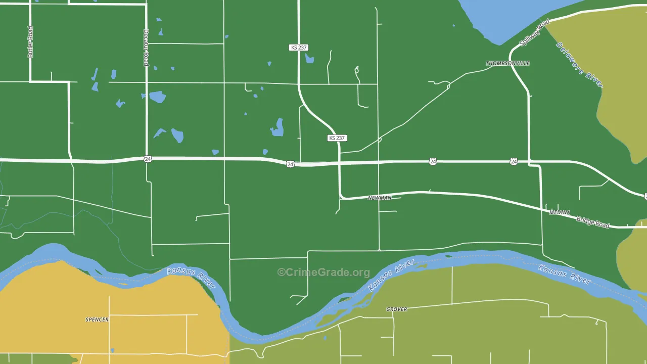 Newman, KS Map of Burglary Rates