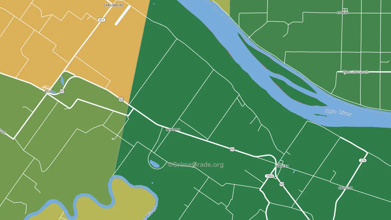 Newman, KY Map of Burglary Rates