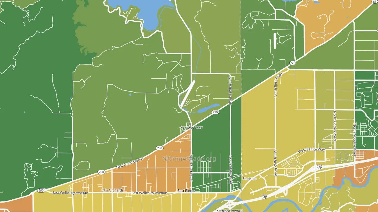 Newman Lake, WA Map of Burglary Rates