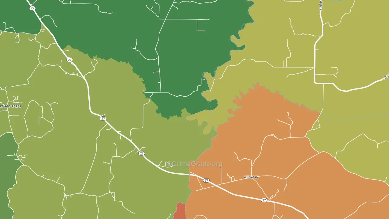 Newman, MS Map of Burglary Rates