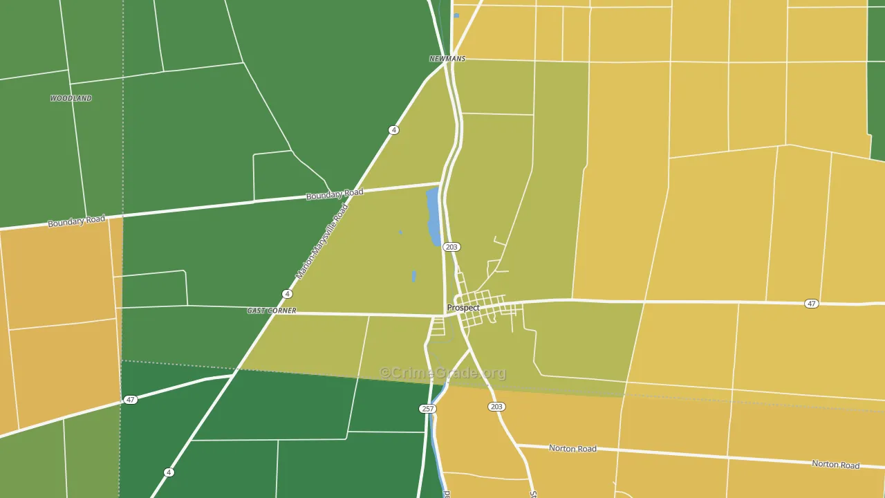 Newman, OH Map of Burglary Rates