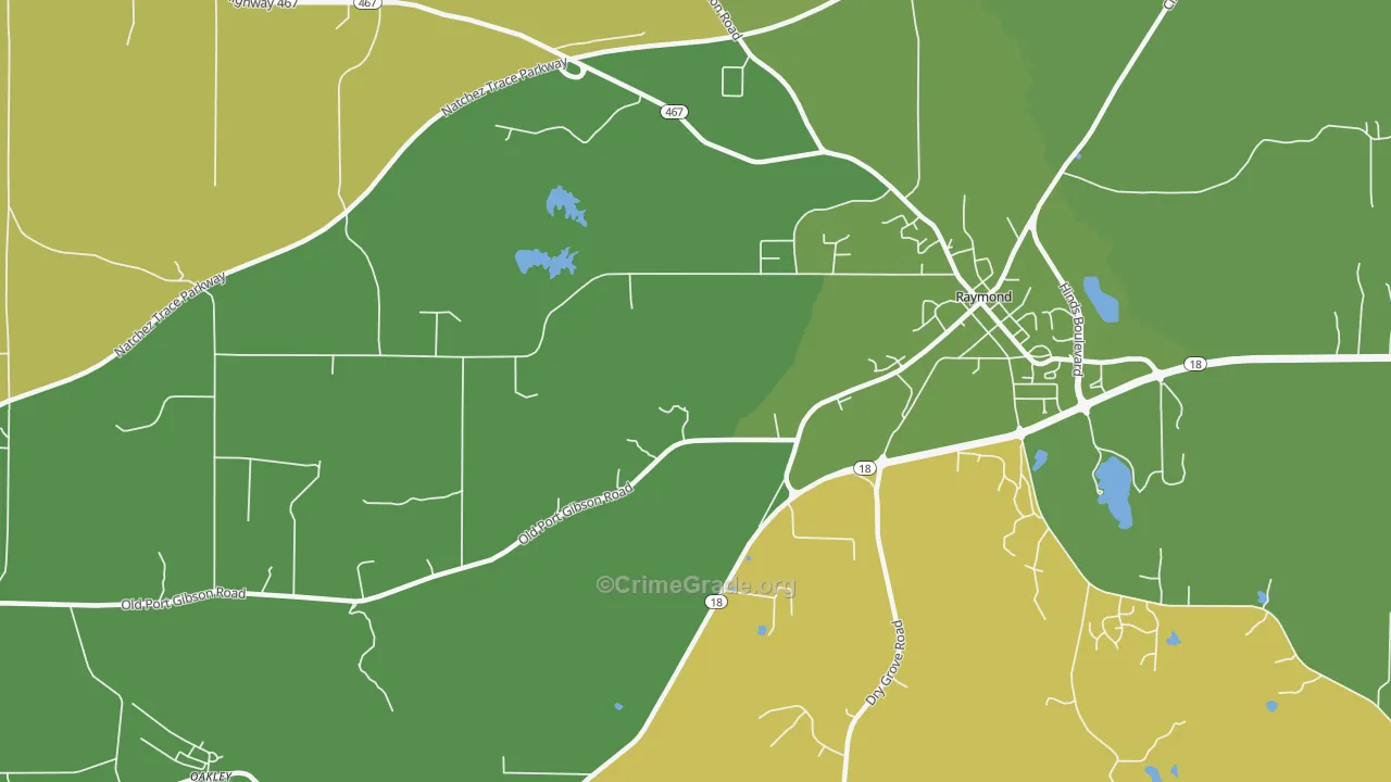 Newmans Grove, MS Map of Burglary Rates