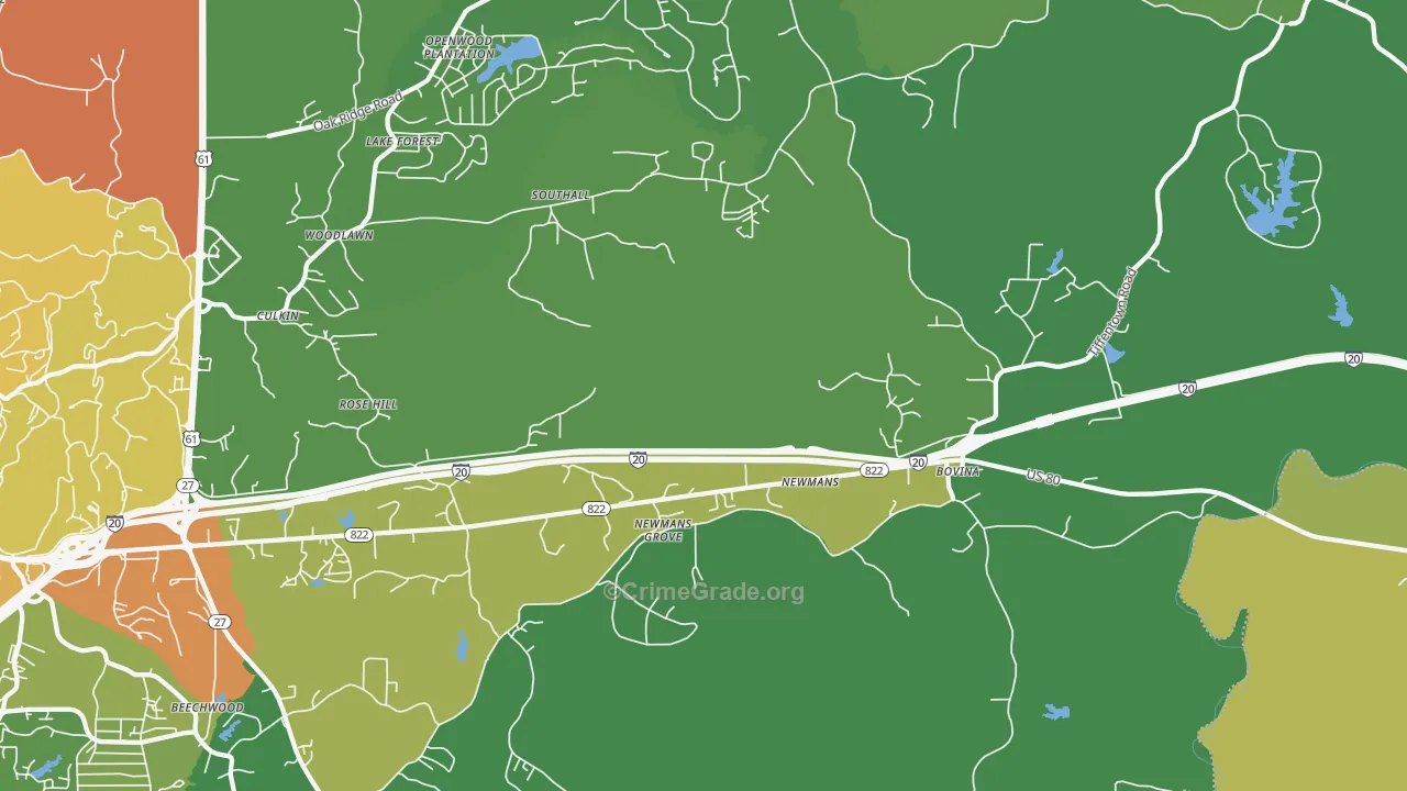 Newmans, MS Map of Burglary Rates