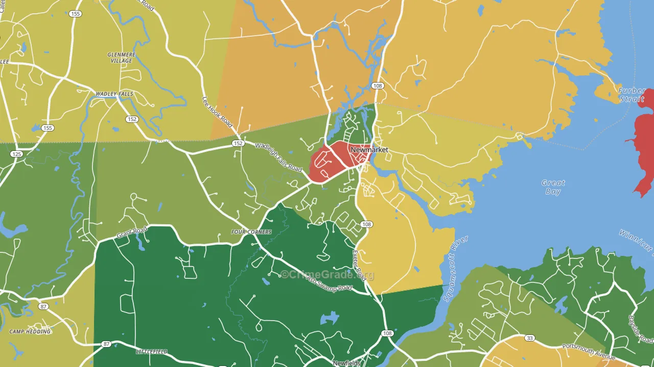 Newmarket, NH Map of Burglary Rates
