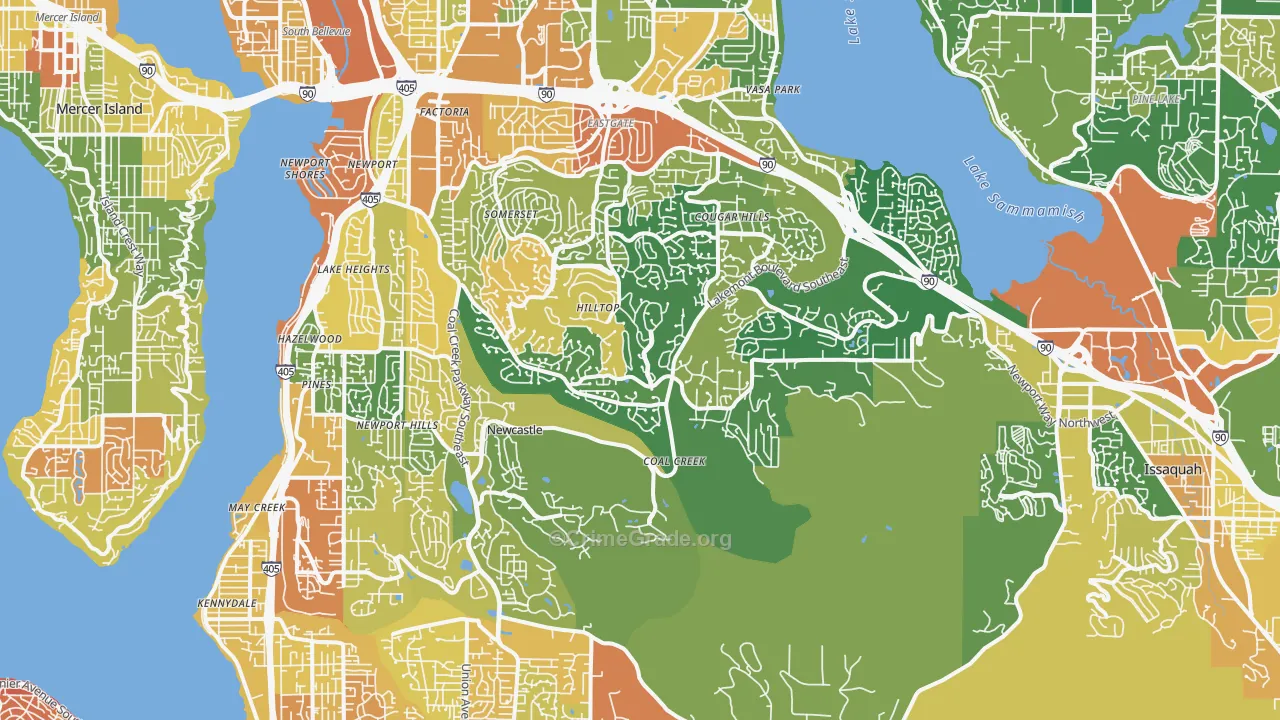 Newport, Bellevue, WA Map of Burglary Rates