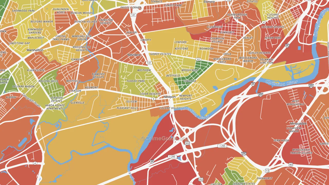 Newport, DE Map of Burglary Rates