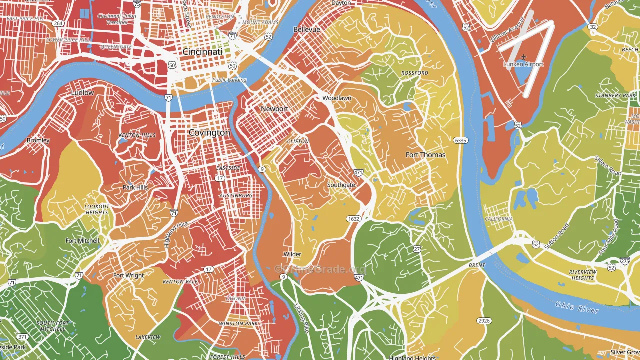 Newport, KY Map of Burglary Rates