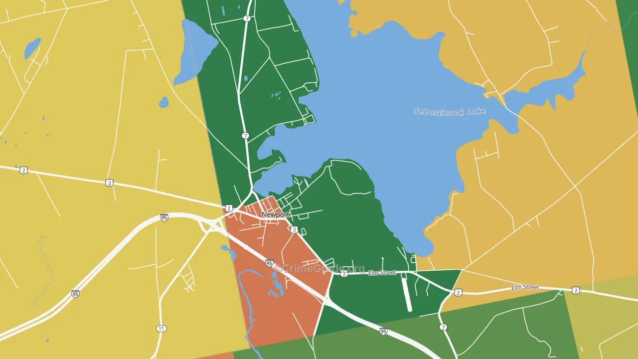 Newport, ME Map of Burglary Rates