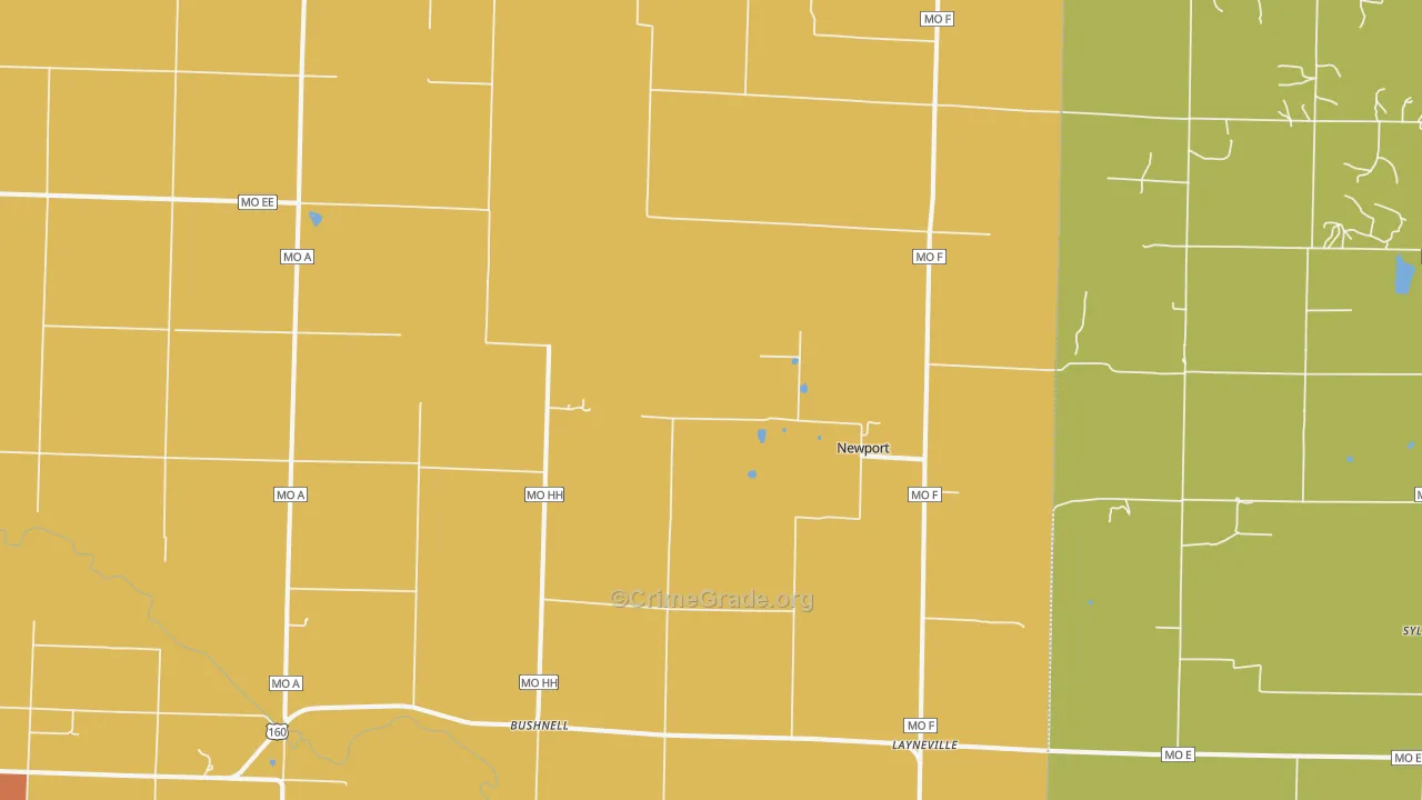 Newport, MO Map of Burglary Rates