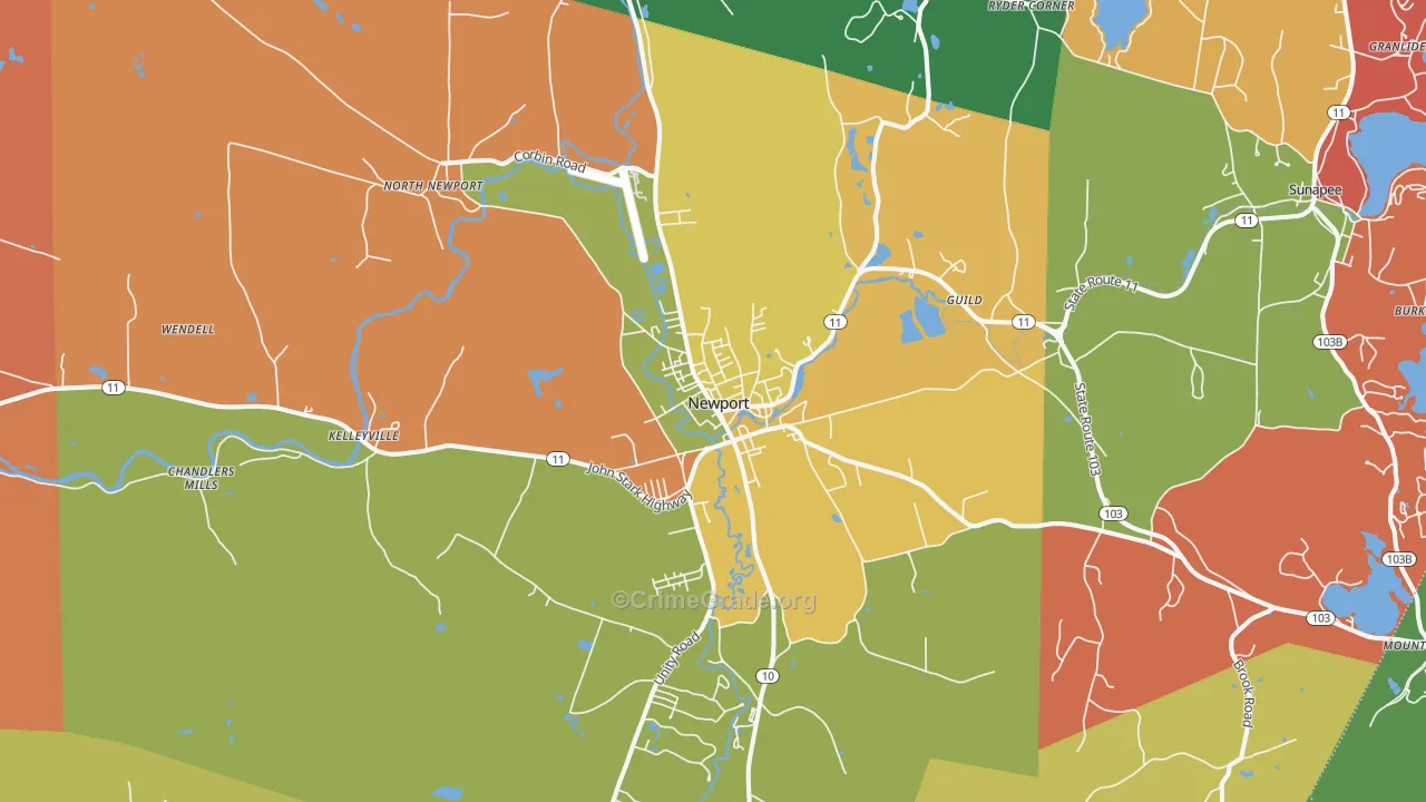 Newport, NH Map of Burglary Rates