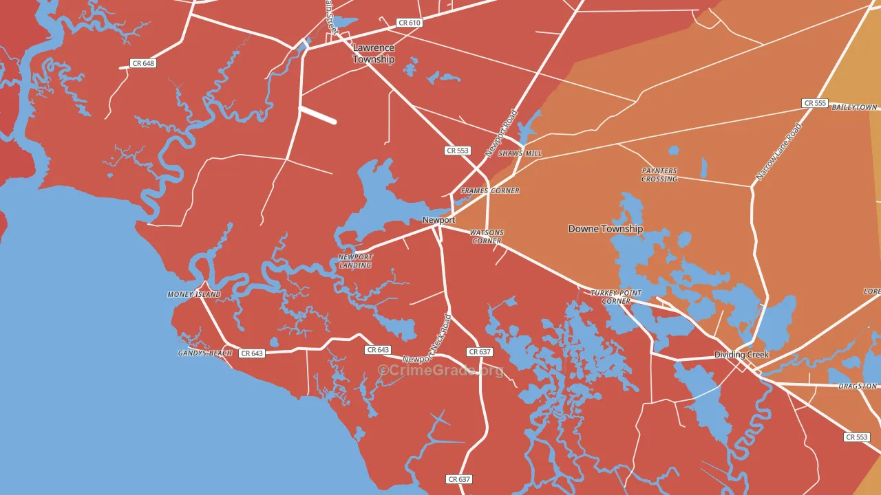 Newport, NJ Map of Burglary Rates