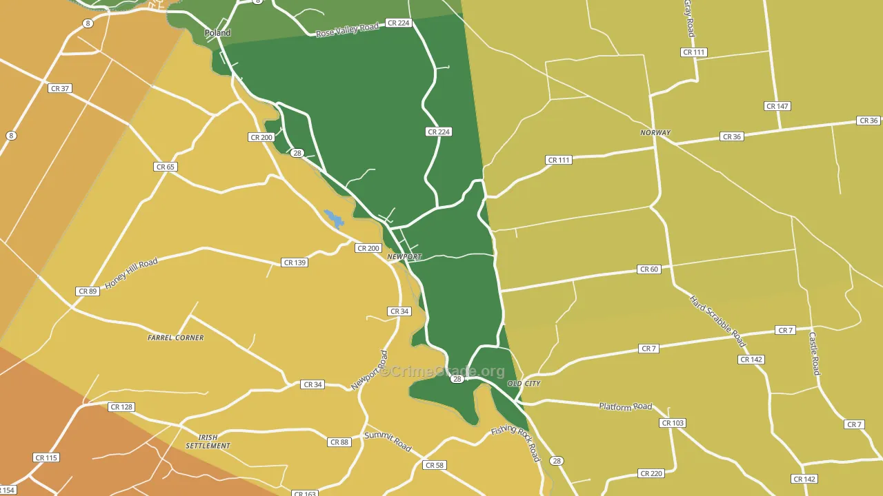 Newport, NY Map of Burglary Rates