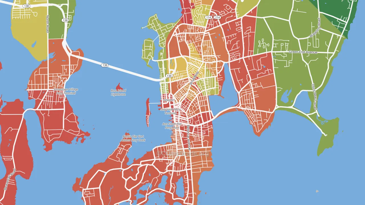 Newport, RI Map of Burglary Rates